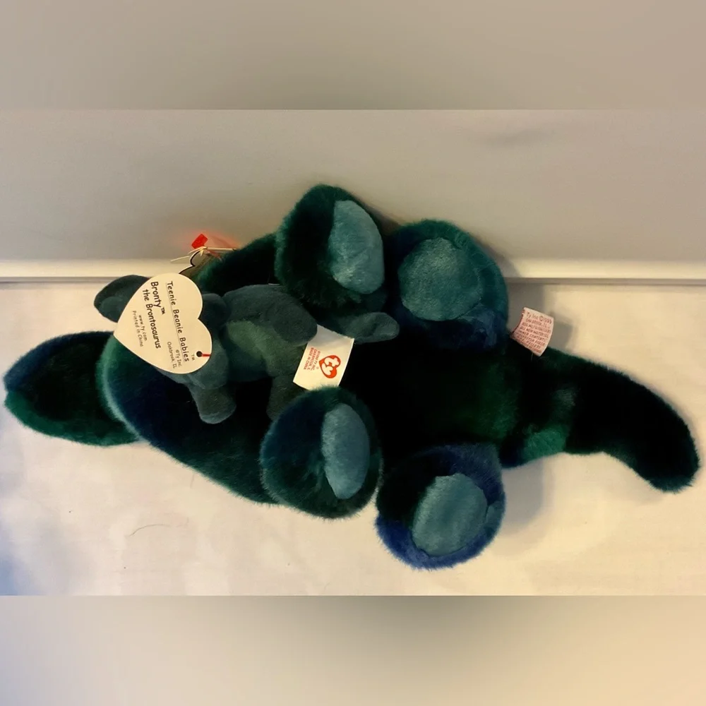 Ty Bronty beanie buddy and teenie beanie pair